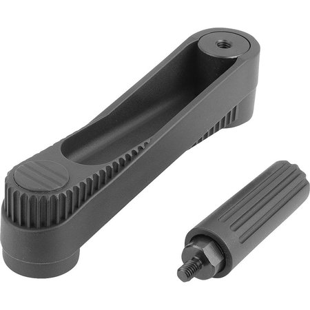 KIPP Crank Handle Size:1 Square Socket Sw=8, A=80, H=85, 8 Thermoplastic, Revolving, Comp:Thermoplastic K0659.4108